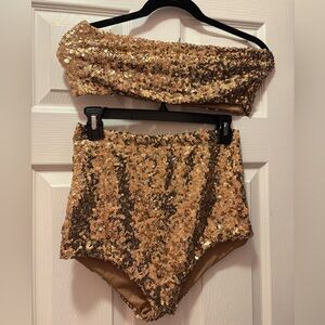 Nasty Gal Gold Sequin Two Piece Set